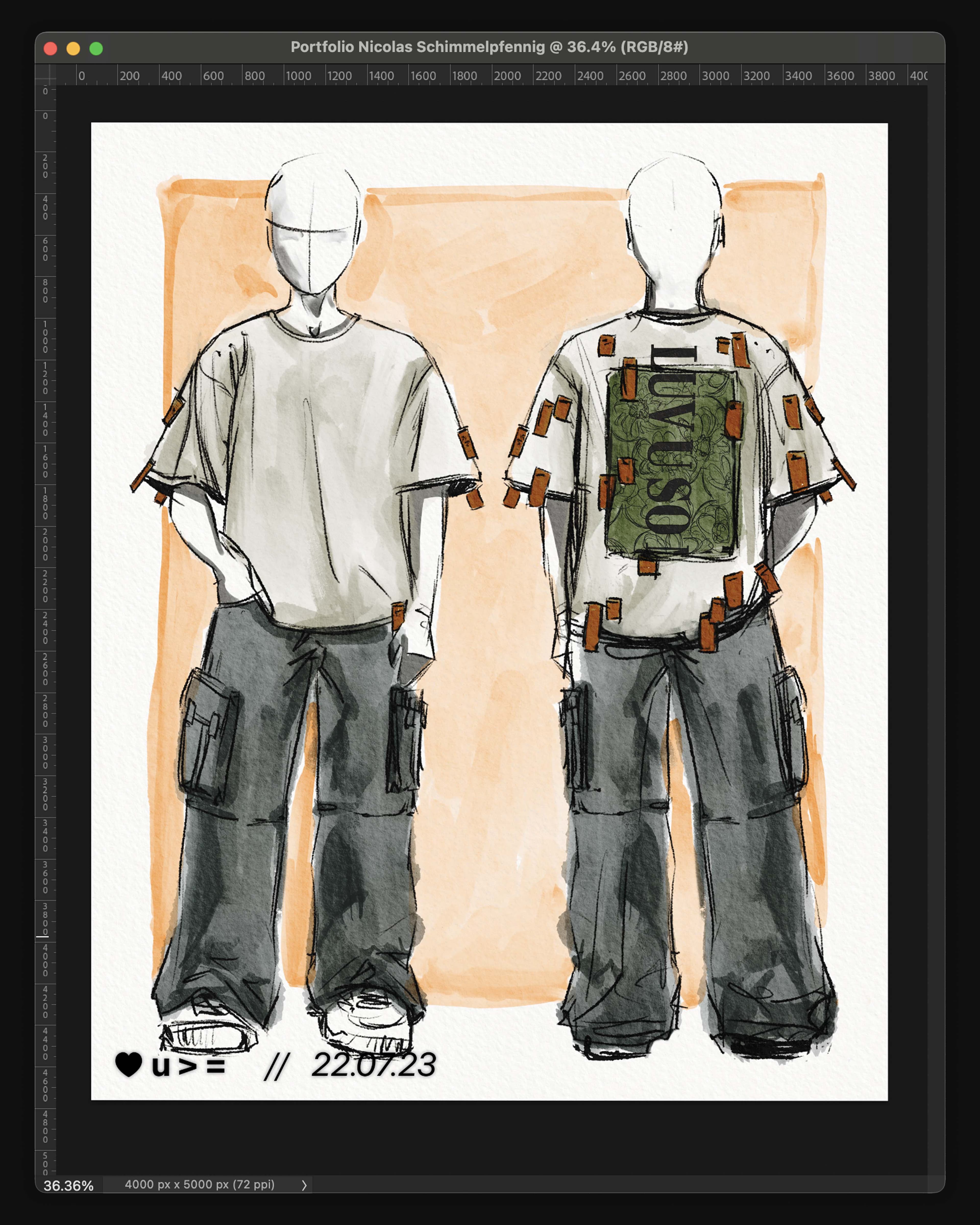 An early sketch of the t-shirt design